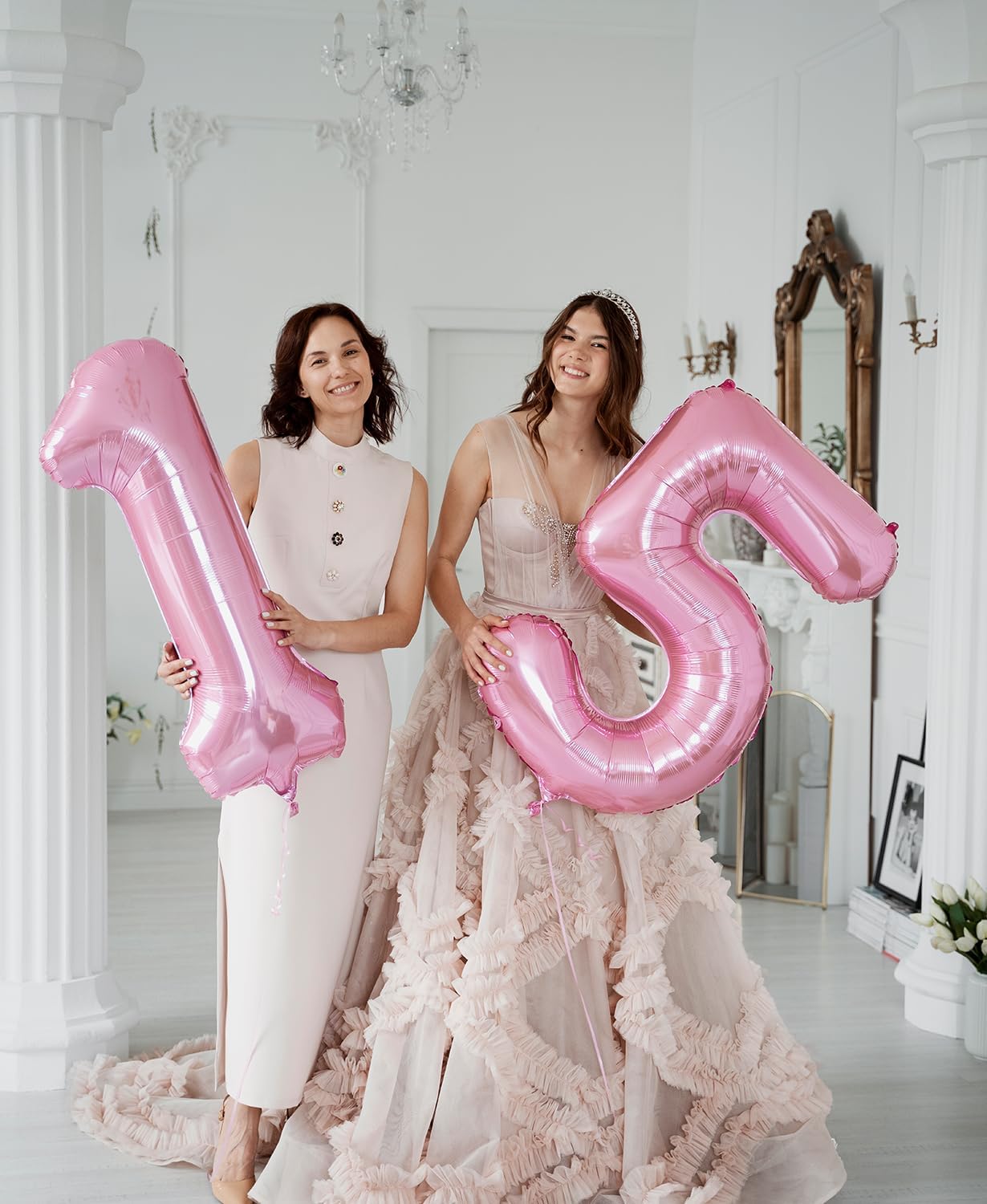Smlpuame Pastel Pink 1 Balloons, 40 Inch Large Light Pink Foil Number Balloons 0-10, Self-Sealing 1st Birthday Balloon for Girls Women Anniversary Baby Shower Princess Party Decorations Supplies