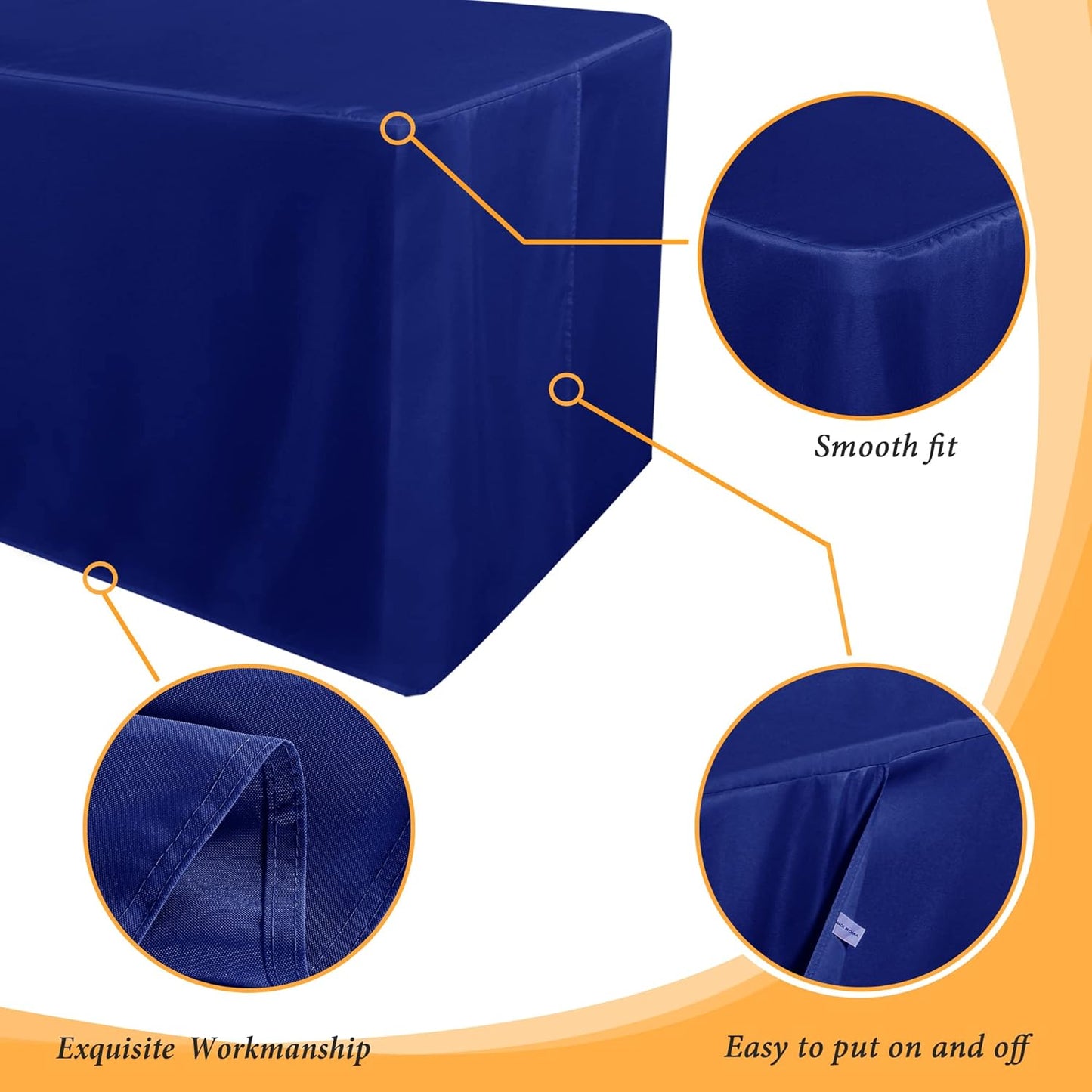Obstal 2 Pack Table Clothes for 8 Foot Rectangle Tables - Water Resistant Washable Fabric Polyester Rectangle Table Cover Protector for Wedding, Banquet and Trade Shows, 96L x 30W Inches, Royal Blue