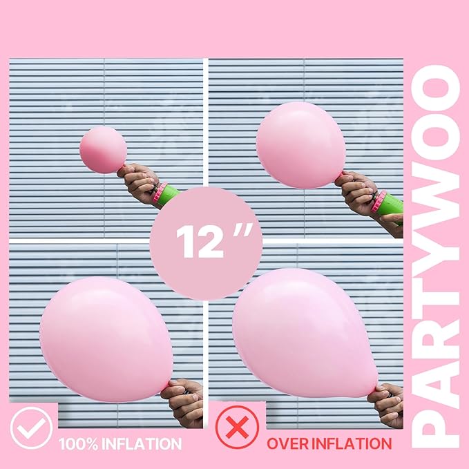 PartyWoo Pink and Gold Balloons 65pcs 12 Inch Metallic Gold Pearl Matte Hot Light Pastel Pink Confetti Balloons for Gender Reveal Baby Shower Bridal Shower Princess Birthday Party Decorations