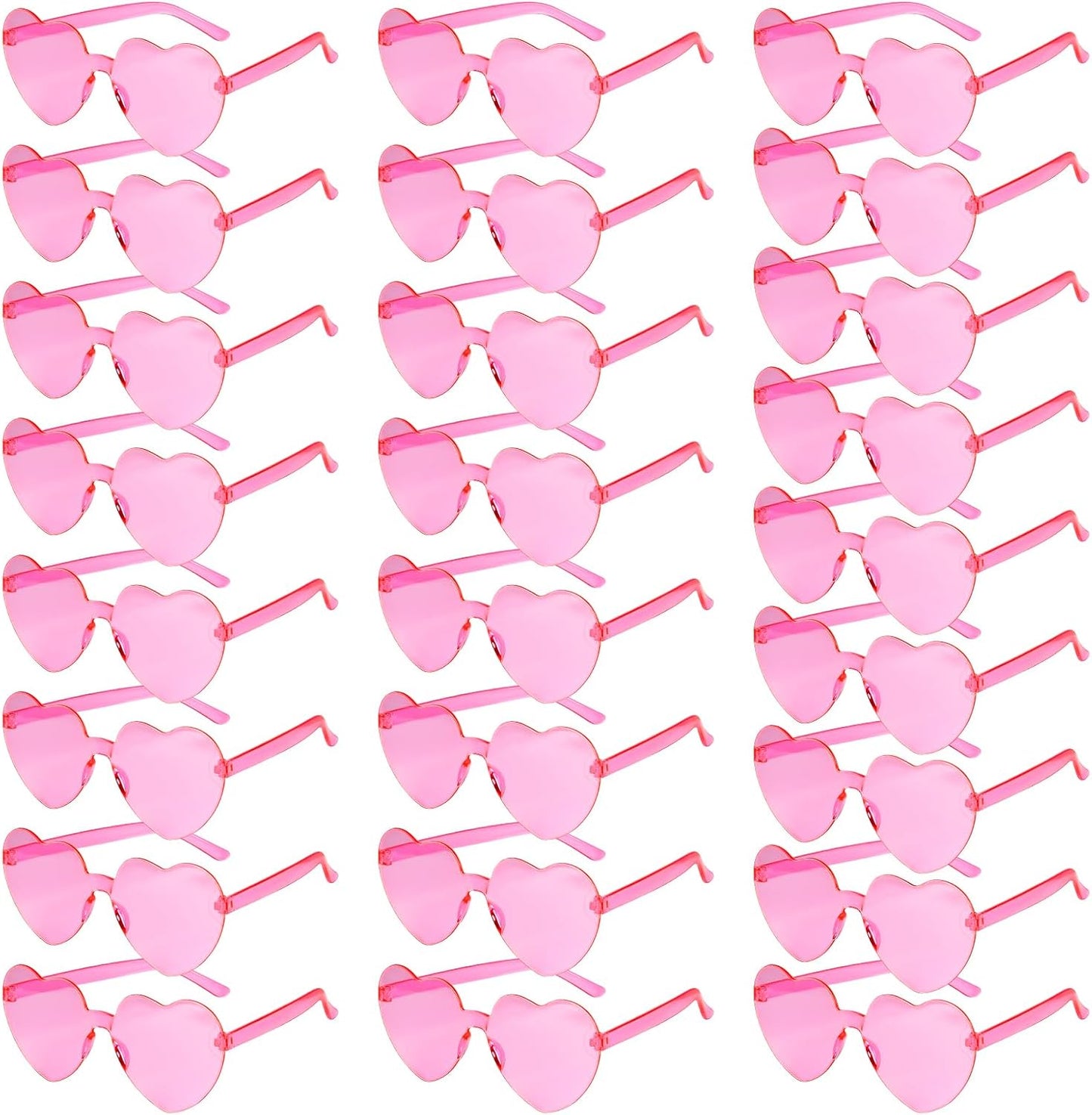 PLULON Heart Sunglasses for Women 5/12/25 Pcs, Heart Glasses Valentine Day Rimless Shaped Candy Color Fun Glasses Party Favor