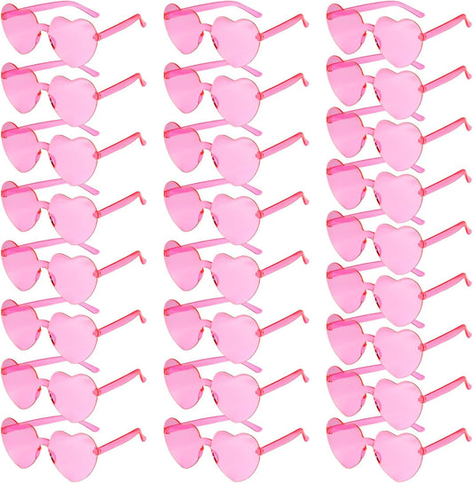 PLULON Heart Sunglasses for Women 5/12/25 Pcs, Heart Glasses Valentine Day Rimless Shaped Candy Color Fun Glasses Party Favor
