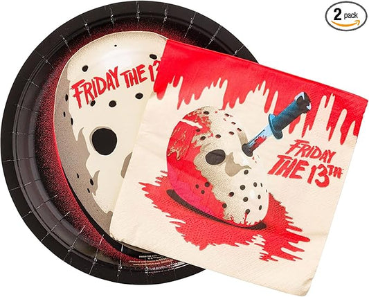 Silver Buffalo Friday the 13th 32 Pack Partyware Disposable Paper Plates and Napkins
