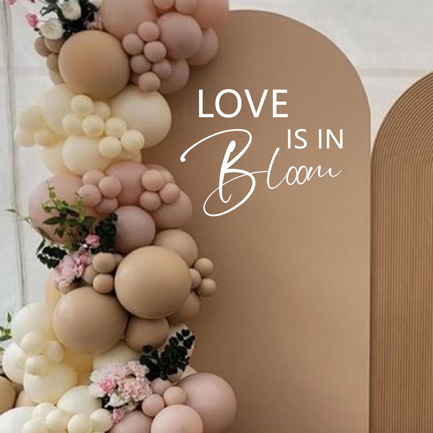 Love is in Bloom Bridal Shower Decal Sign - Engagement Valentine Decorations for Balloon Arch Wedding Party Decoration (White)