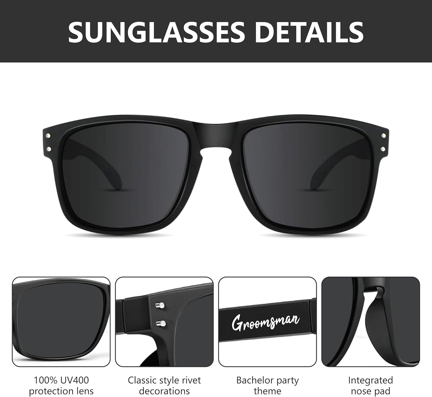 LotsBuyLots Groomsmen Sunglasses 7 Pack, Bachelor Party Supplies Sunglasses for Groom,Best Man,Groomsman