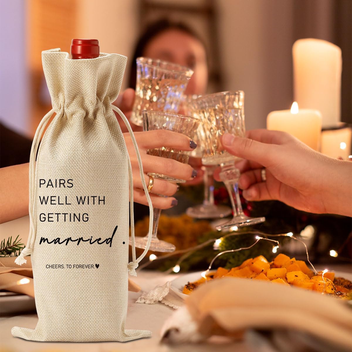 FBCCZEY Married Wine Bag Married Gifts for Couples Mr Mrs Marriage Honeymoon Gift Wedding Party Decorations Getting Engaged Wine Bottle Bag Champagne Bottle Wraps Bags