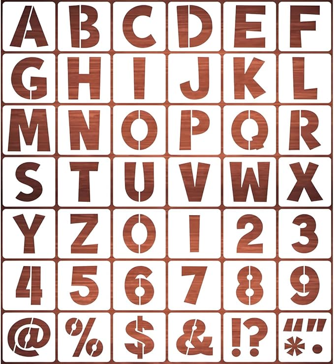 REOLAN 4 Inch Letter Stencils for Painting - 42 Pack Alphabet Letter and Number Stencil Templates with Signs for Painting, Reusable Letters Numbers Stencils for Chalkboard Wood Crafts & Wall Decor