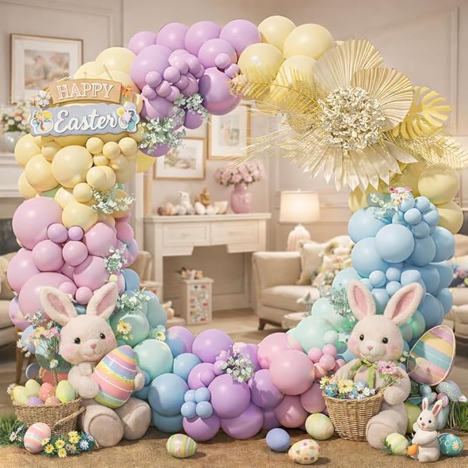 150pcs Pastel Rainbow Balloons Arch Kit, Different Sizes 18" 12" 10" 5" Pastel Latex Balloon for Girl's Baby Shower Mother's Day Unicorn Birthday Easter Gender Reveal Decorations