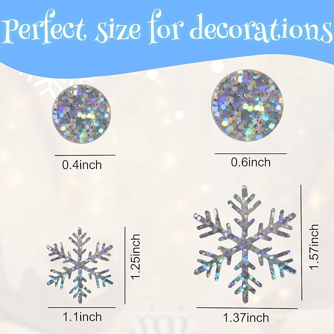 Snowflake Confetti, 300 PCS Snow Christmas Confetti for Winter Wonderland Party Decorations, Iridescent Snowflake Christmas Decorations