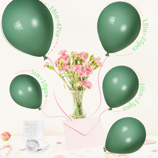 Sage Green Balloons, Scmdoti Sage Green Balloons Different Sizes 18 12 10 5 Inches, Green Balloon Garland Arch for Safari Party Birthday Baby Shower Bridal Shower Spring Decorations(SageGreen)