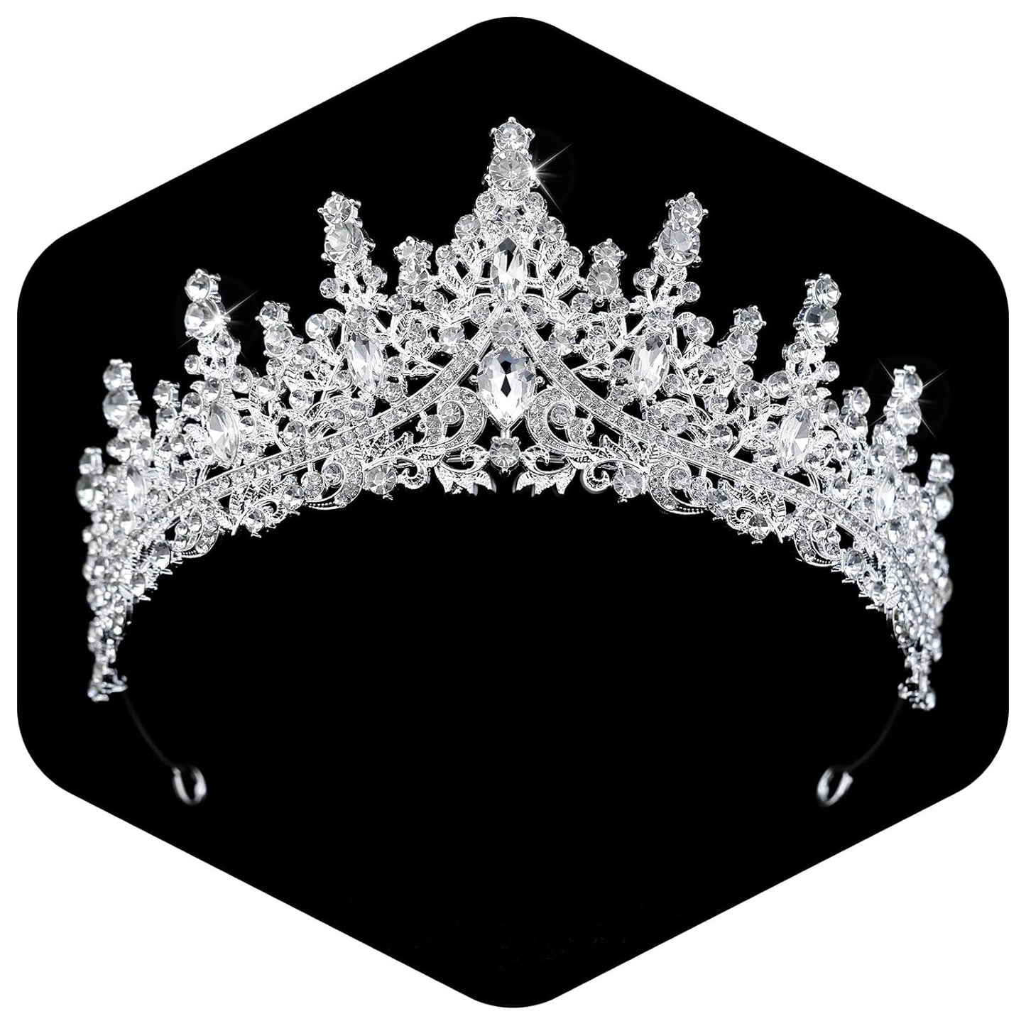 Silver Tiara for Women Crystal Queen Crowns Rhinestone Princess Tiaras for Girl Wedding Headband for Bride Hair Accessories for Halloween Costume Birthday Party Prom Mother's Gifts