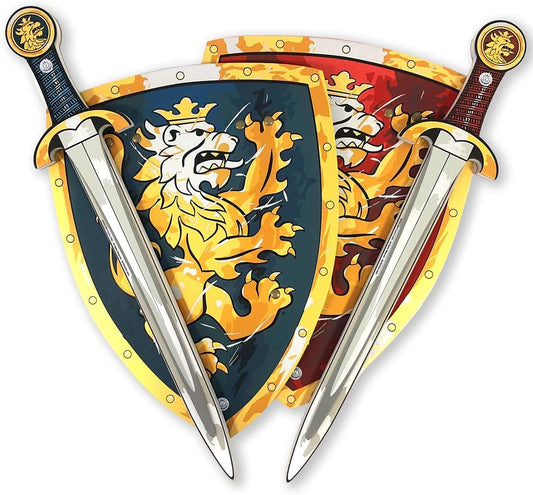 Liontouch - Noble Knight Foam Swords & Shields For Two Kids, Blue/Red – Age 3-8 years | Durable & Safe Foam Medieval Toy Set | Weapons & Battle Accessories For Pretend Play, Dress Up & Knight Costumes