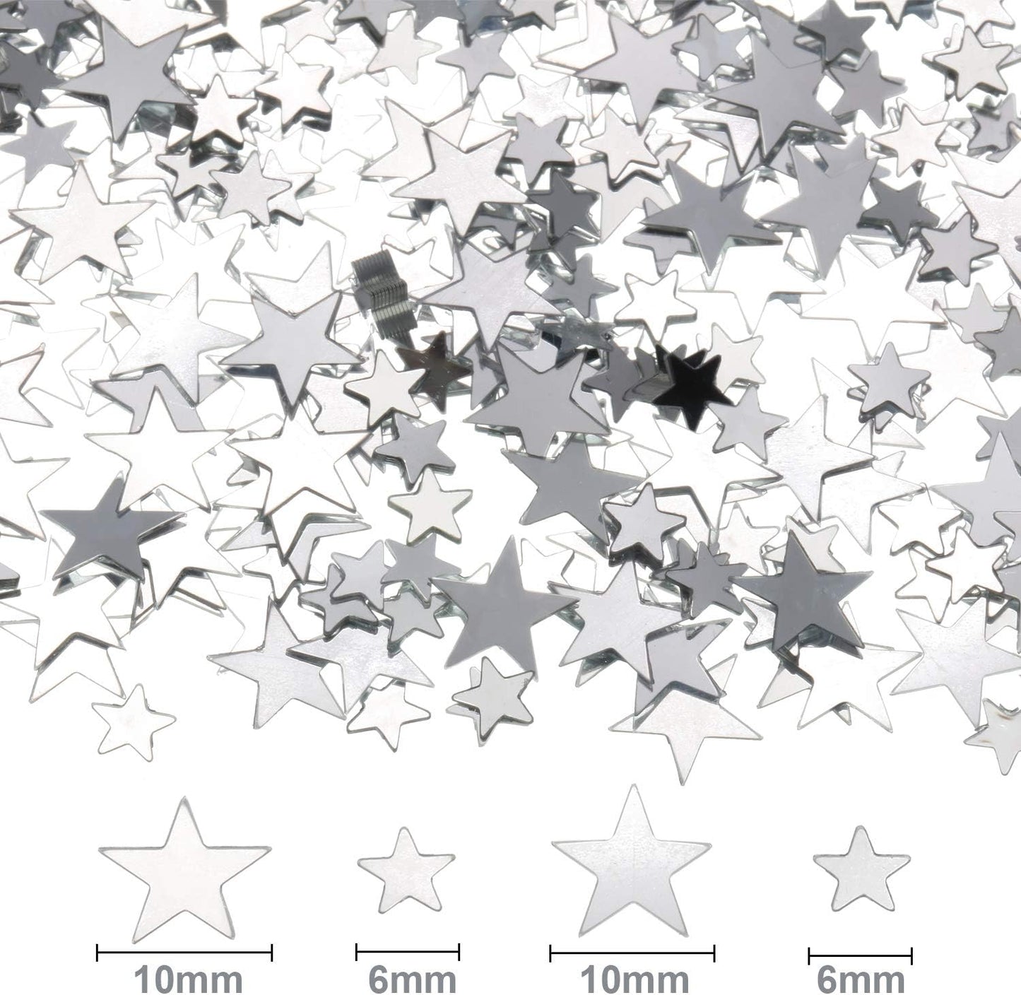 Hestya 60g Star Confetti Glitter Table Confetti Metallic Foil Stars for Christmas Party Wedding Festival Decorations(Silver,10mm and 6mm)