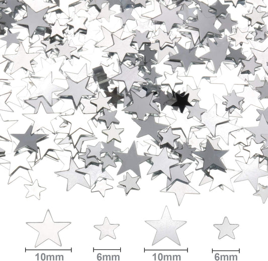 Hestya 60g Star Confetti Glitter Table Confetti Metallic Foil Stars for Christmas Party Wedding Festival Decorations(Silver,10mm and 6mm)