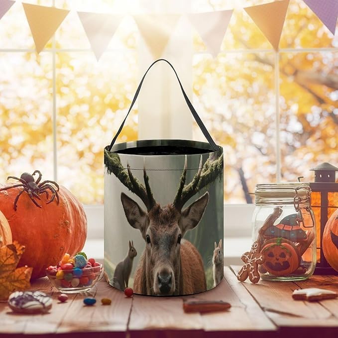 Halloween Candy Bucket - Forest Wildlife Trick Or Treat Candy Bag, Gift Bag for Party Favor Supplies