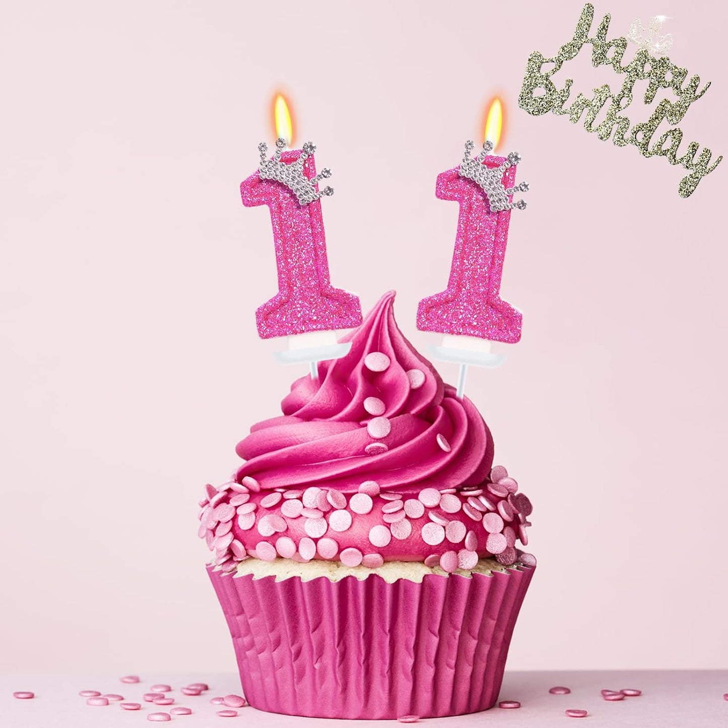 Birthday Candle for Cake, Crown Rose Number Candles, 2.76 inch Number Happy Birthday Candle, Cake Topper Decoration for Birthday Party (Number 11)