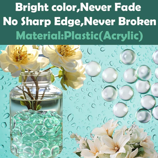 HappyFiller Summer Decor 630 PCS Acrylic Flat Marble 0.6" Fake Crystal Gems for Glass Vase Fillers Candle Holder Decorative Beads,Arts Crafts,Cake Decoration,Party Wedding Centerpieces,Mint(Aqua)