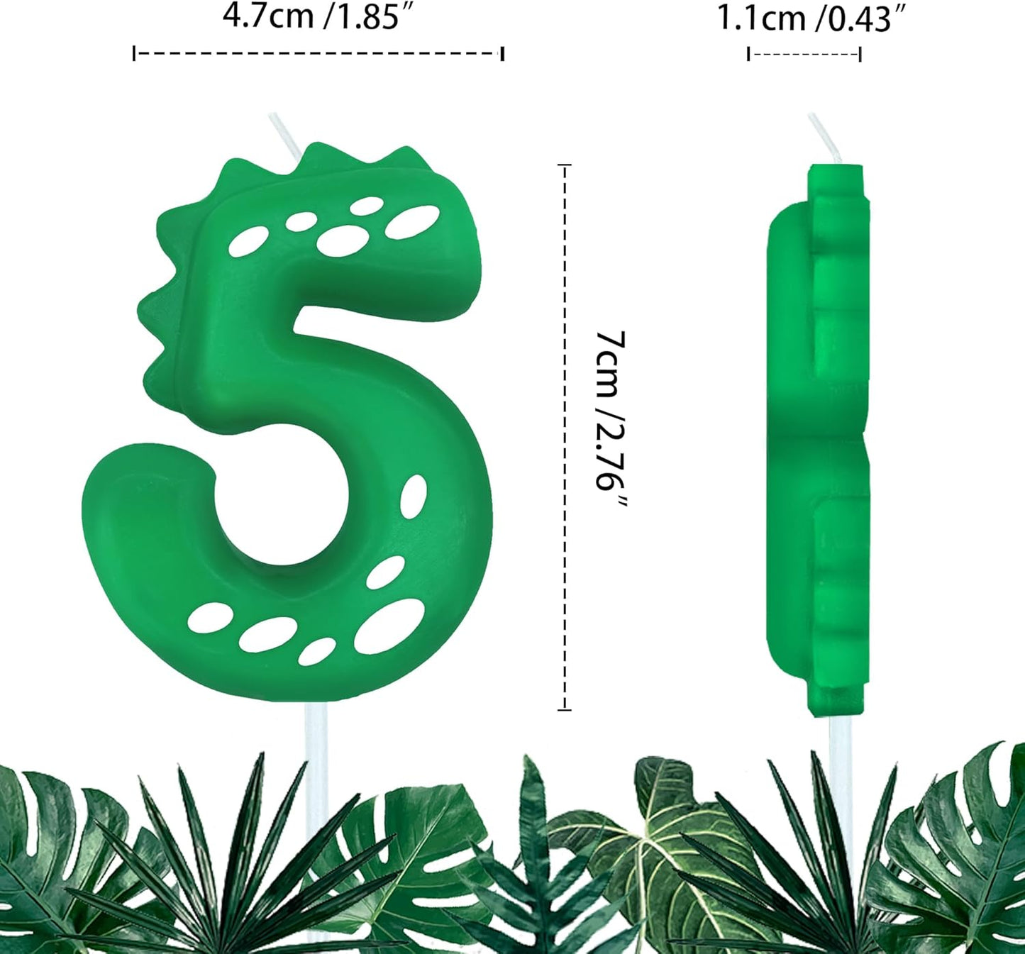 Number Birthday Candles(5 Candle Green) Dinosaur Shape Number Happy Birthday Cake Candles for Dinosaur Birthday Party Decoration Reunions Theme Party
