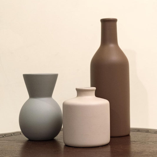 Ceramic Flower Vase, Small Vase for Centerpieces, Modern Vases for Home Decor- 3 Pcs