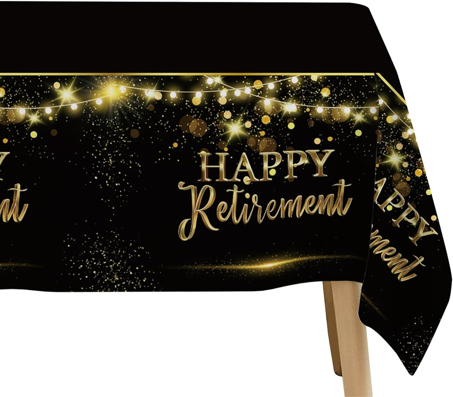 3 Pack Retirement Decorations Party Supplies Tablecloth - Gold Black Happy Retirement Decorations Table Cover for Men Women, 54in x 108in