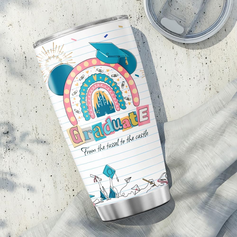Graduation Gifts, Graduation Tassel Castle, Tumbler 20 Oz With Lid And Straw, Tumblers Of Class