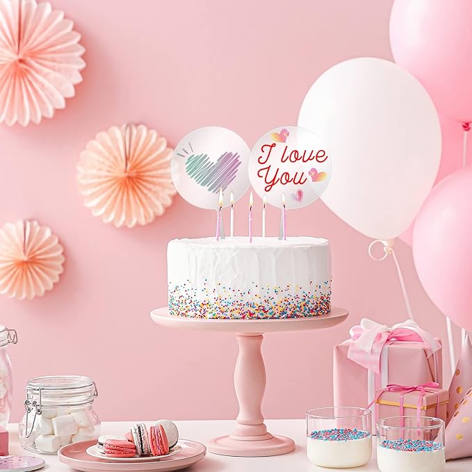Blank Acrylic Cake Toppers,10PCS Round Acrylic Mirror Cake Topper 4 Inch Clear Circle DIY Cupcake Toppers Blanks Cake Picks for Birthday Anniversary Wedding Baby Shower Party Supplies (transparent)