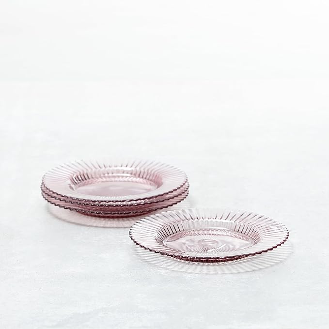 Fortessa Archie Glass Salad/Dessert Plate, 8.5 Inch, Pink