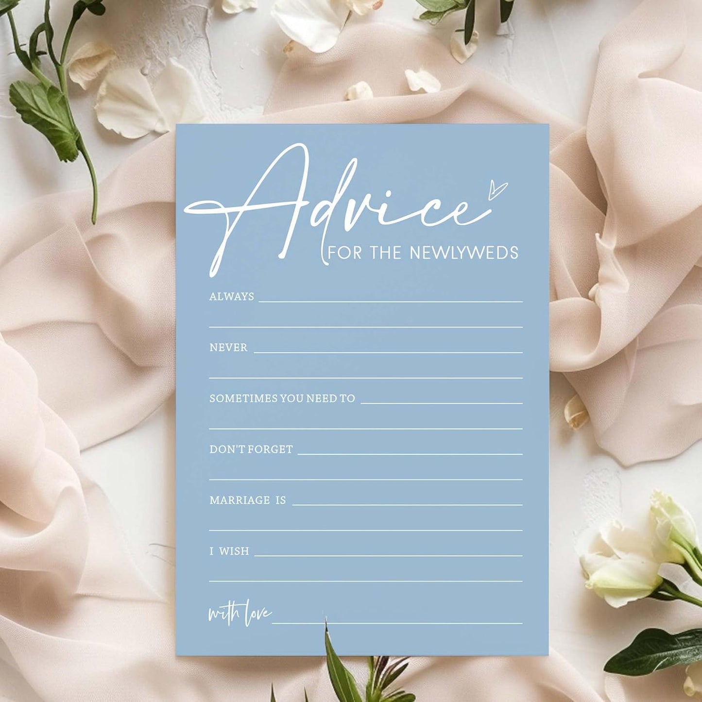 Bridal Shower Games Cards, Advice for the Newlyweds, Bridal Shower Games 25 Guests, Engagement Party Wedding Games for Guests, Minimalist Blue Wedding Party Supplies - B01