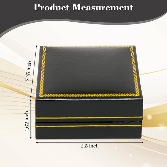 Novel Box Black Jewelry Box for Earrings Tree 2.5x2.75x1.62 Inches - Earring Gift Boxes with Gold Trim - Faux Leatherette Earring Storage Case - Gift Presentation Cases for Earrings Only