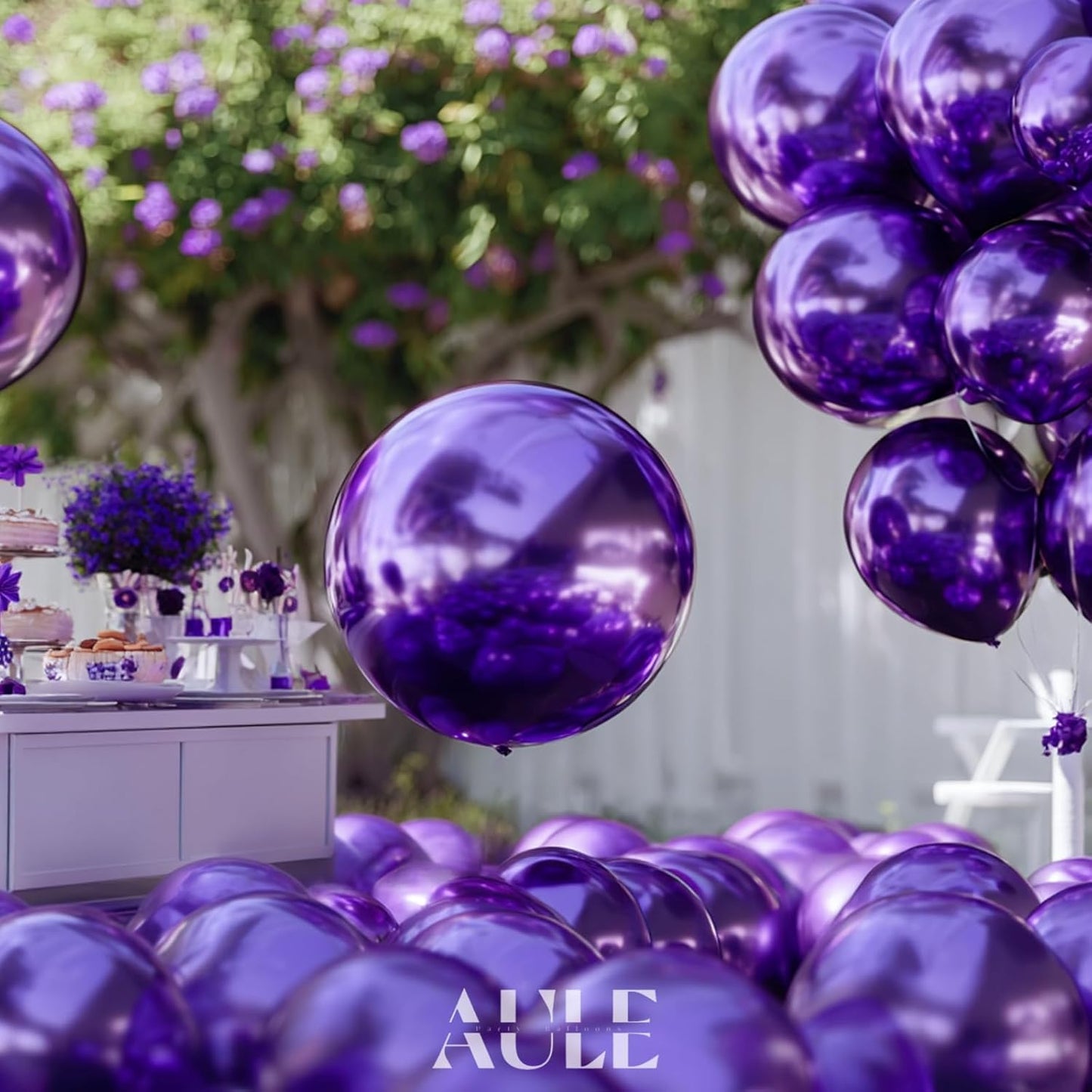 AULE Party Balloons 50 Pcs 12 inch Metallic Dark Purple Balloons Chrome Helium Shiny Latex Balloons Happy Birthday Graduation Gender Reveal Wedding Carnival Decoration
