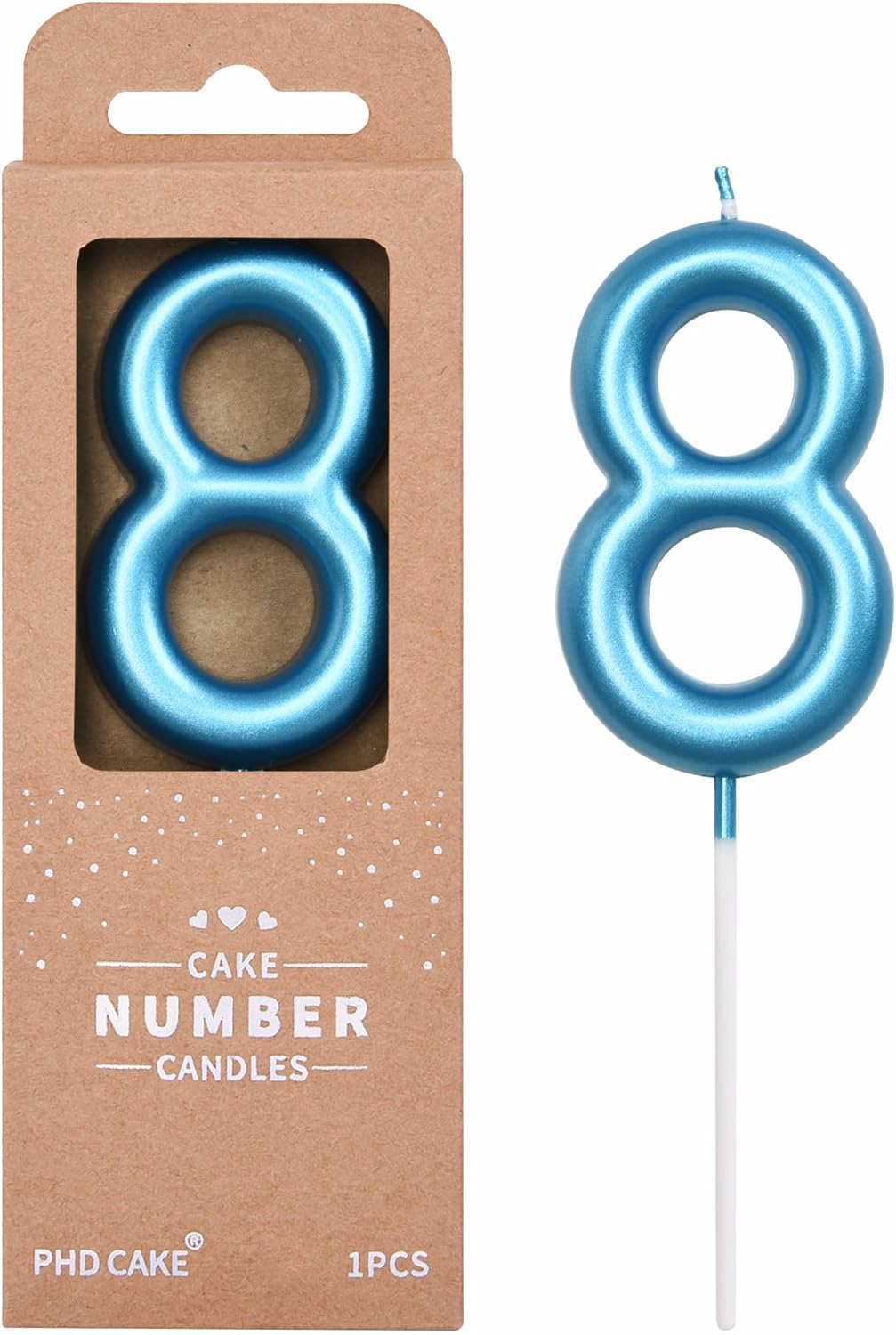 PHD CAKE 2.76 inch Classical Blue 8 Number Birthday Candles, Blue Number Candles, Cake Number Candles, Party Celebration