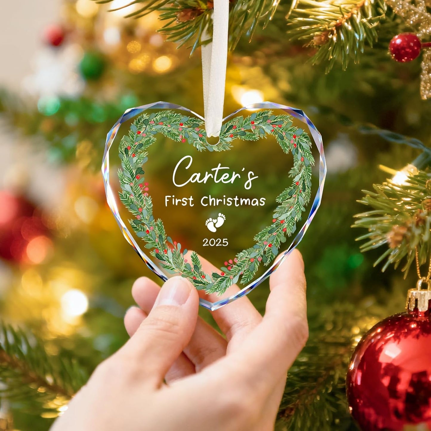 Custom Baby's First Christmas Ornament - Personalized My First Christmas Ornaments for Baby Girl Boy Newborn Gifts Keepsake - Crystal Glass New Baby Ornaments 2025