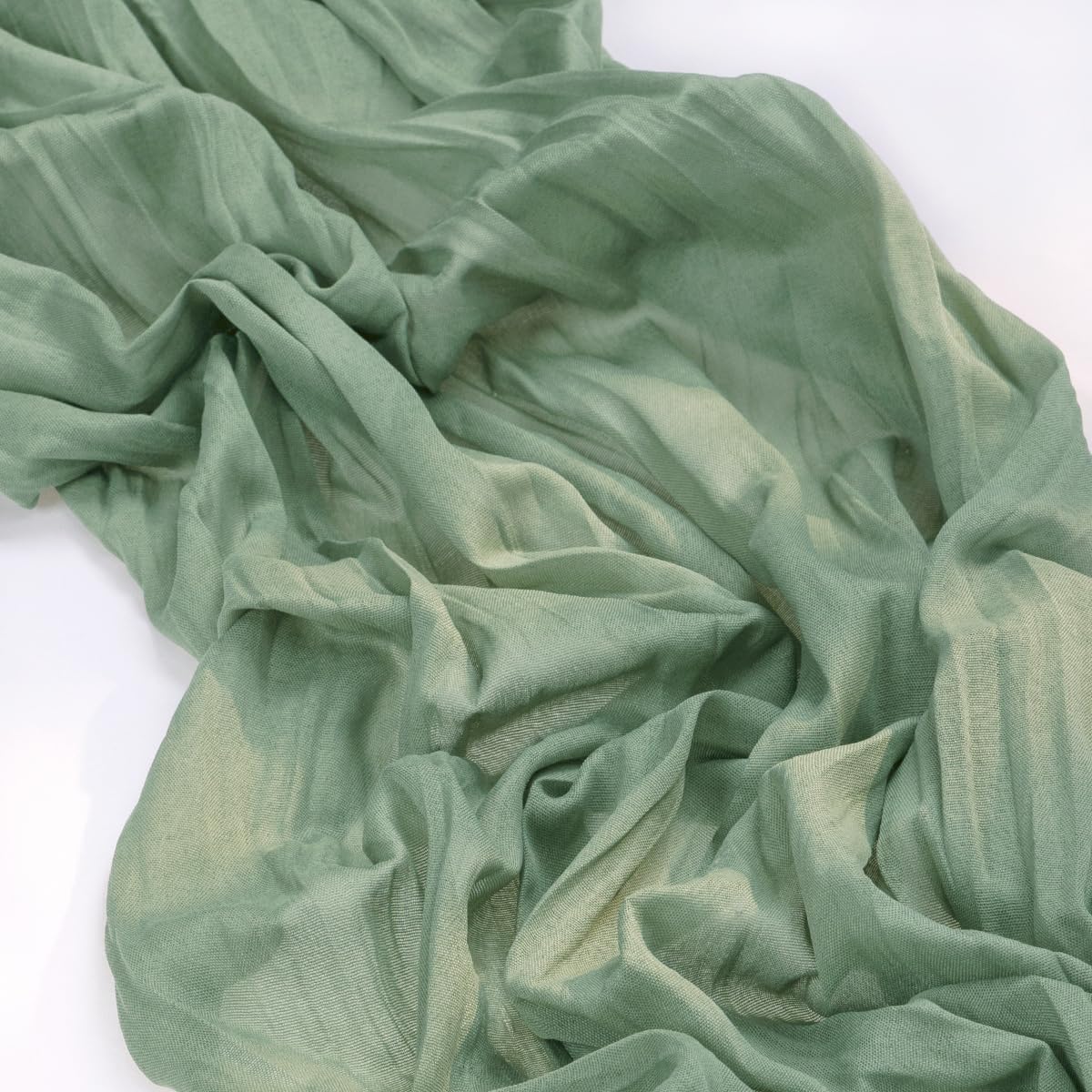 MLMC 8 Pack Sage Green Table Runner 10ft Rustic Gauze Cheesecloth Table Runner 35x120 Inches Cheese Cloth for Fall Boho Wedding Bridal Shower Centerpiece Decor