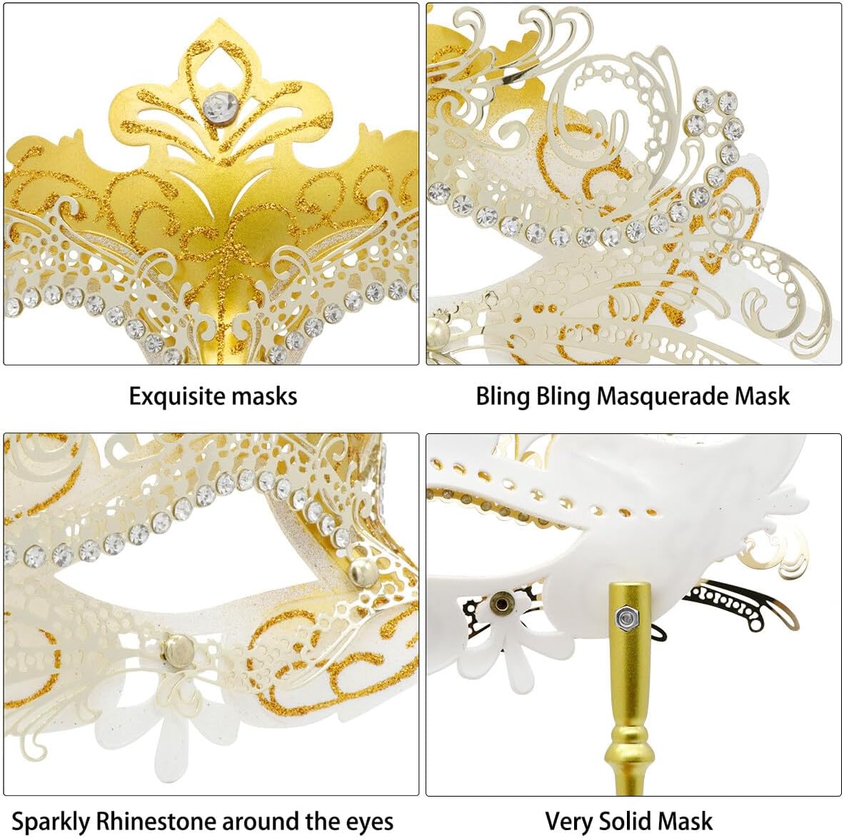 Coddsmz Masquerade Mask with Stick Venetian Mask Mardi Gras Decorations for Womens Halloween Costume Mask