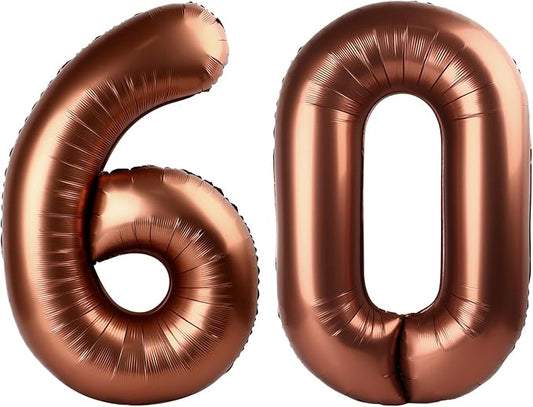 Dark Brown Number 60 Balloon 40 inch, 60 Number Balloons, 60th Dark Brown Birthday Decorations, 60 Year Old Women Men Party Supplies