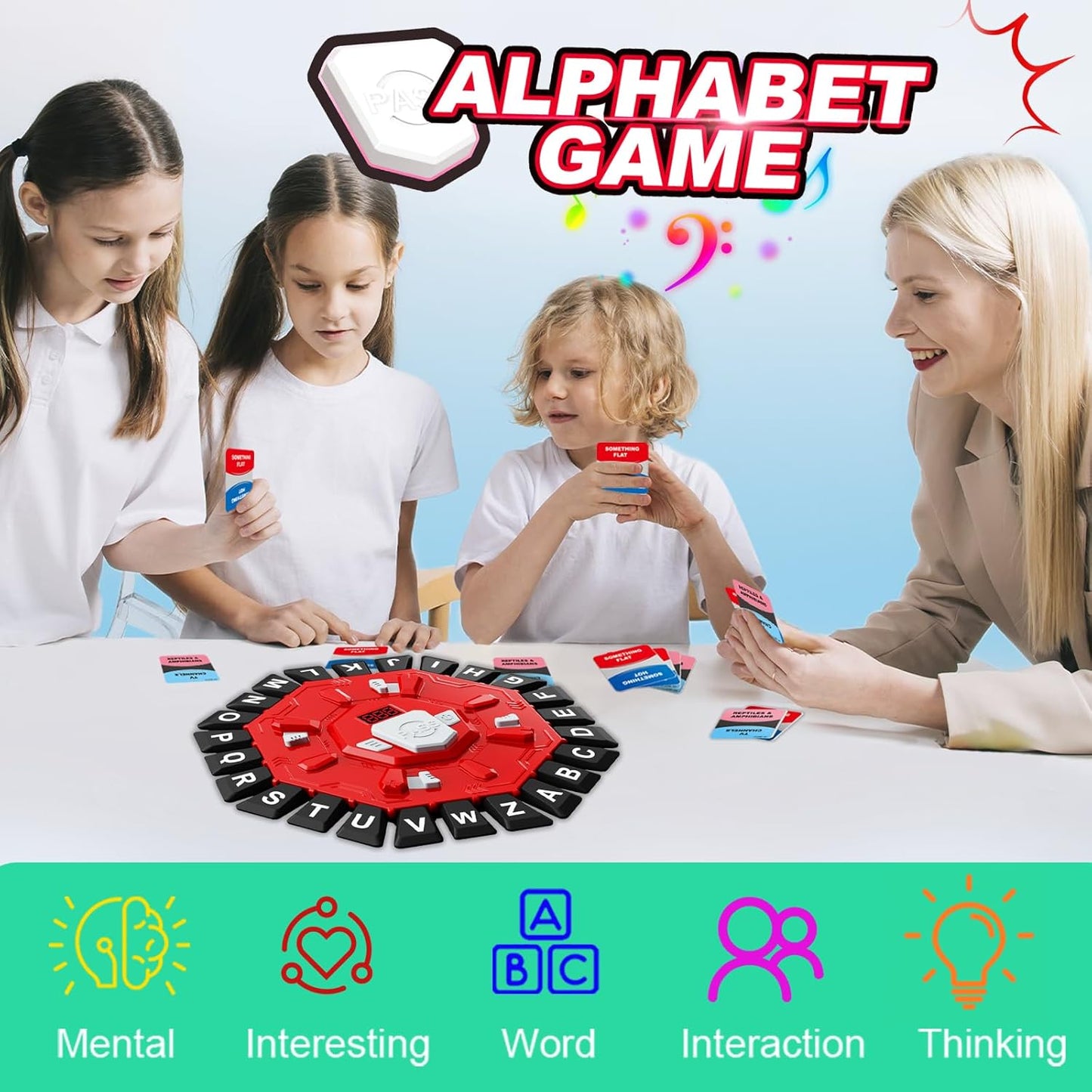 Word Game with LED Display, Alphabet Games, Fast-Paced Family Board Game for Learning Playing Game Gifts for Ages 3+ (Red)