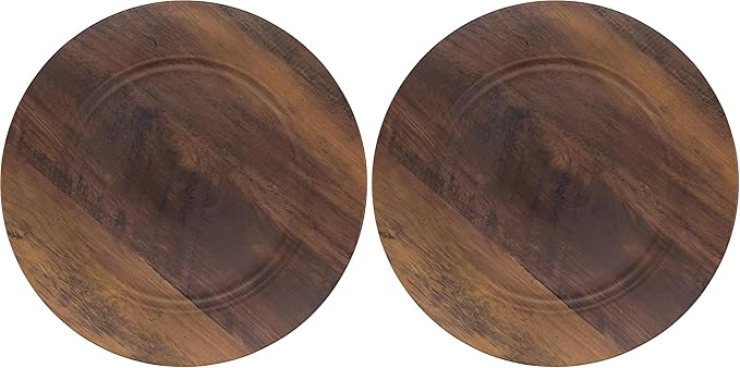 SARO LIFESTYLE Sleek Faux Wood Charger Plate (Set of 4) (Pack of 2)