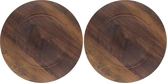 SARO LIFESTYLE Sleek Faux Wood Charger Plate (Set of 4) (Pack of 2)