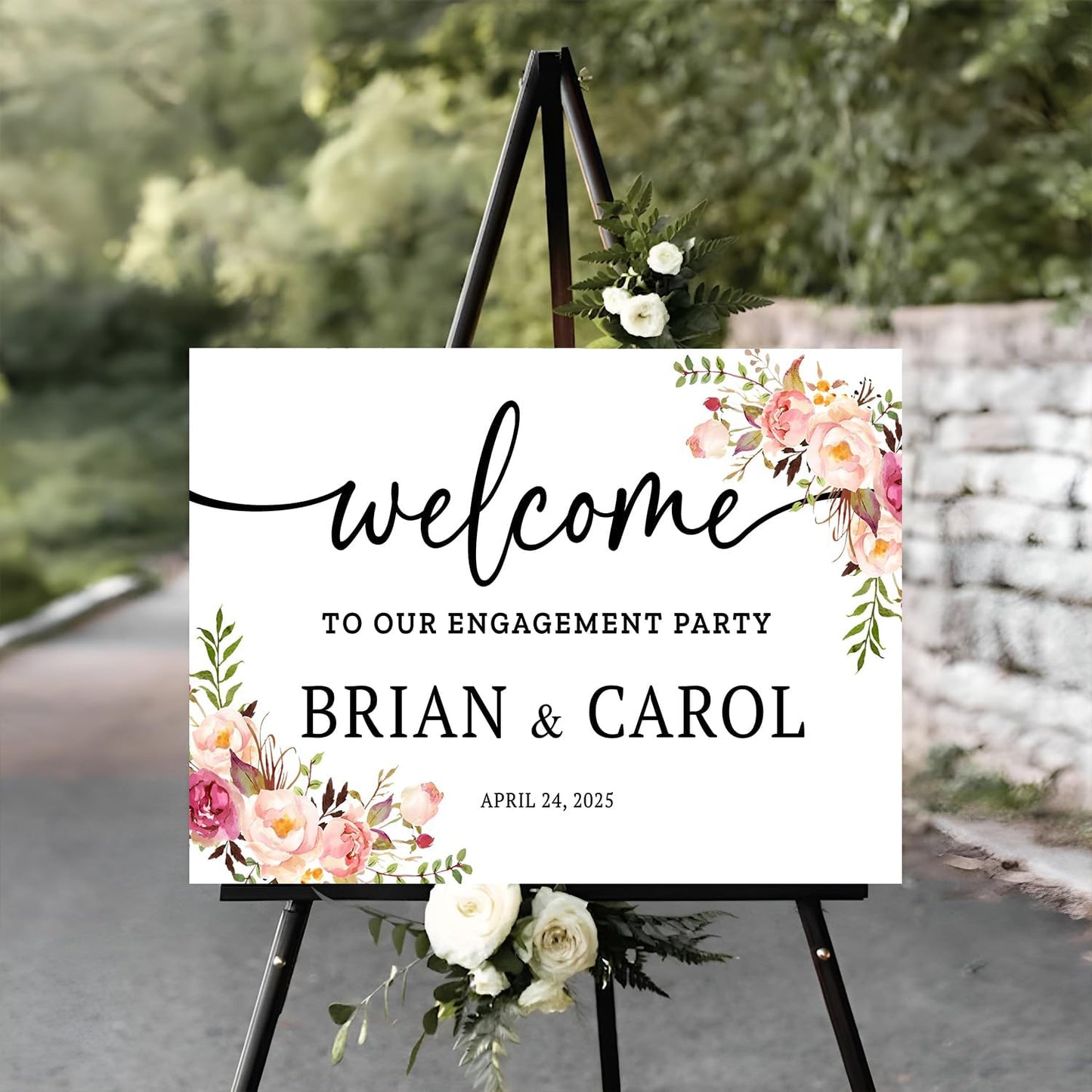 Welcome To Our Engagement Party Sign - Floral Engagement Decorations