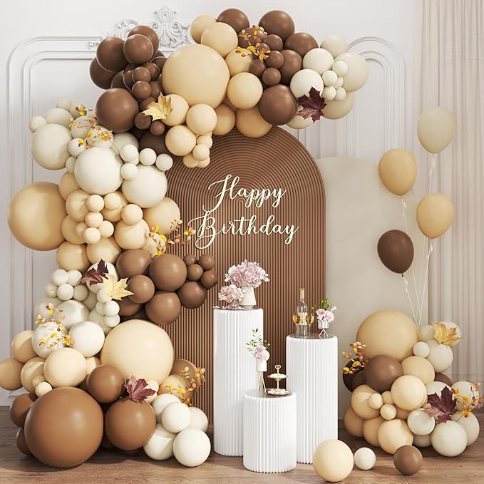 Boho Brown Balloon Garland Arch Kit, 167Pcs Latex Neutral Balloons Different Sizes 18 12 10 5 inch for Baby Shower Birthday Bridal Shower Wedding Party Decorations