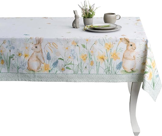 Maison d' Hermine Table Cloth Rectangle Table 100% Cotton 70 x 140 Inches Tablecloth Reusable Decorative for Dining Room Farmhouse Home Valentines Day Decorations Spring Summer - Easter Dew