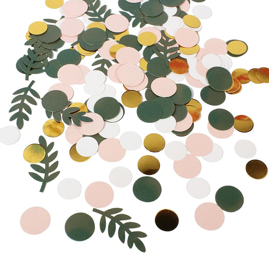 200 Pcs Table Confetti, Greenery Golden Eucalyptus Dots Confetti, Baby Shower Confetti Green Scatter Table Decorations, Bridal Shower Party Wedding Cofetti Pieces Nursery Decor Supplies, 2.1