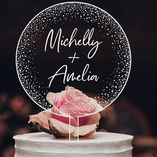 Weysat Personalized Acrylic Cake Topper with Transfer Letter Stickers, DIY Birthday Wedding Engagement Cake Topper for DIY Mr & Mrs Decorations Wedding Bridal Shower Bachelorette