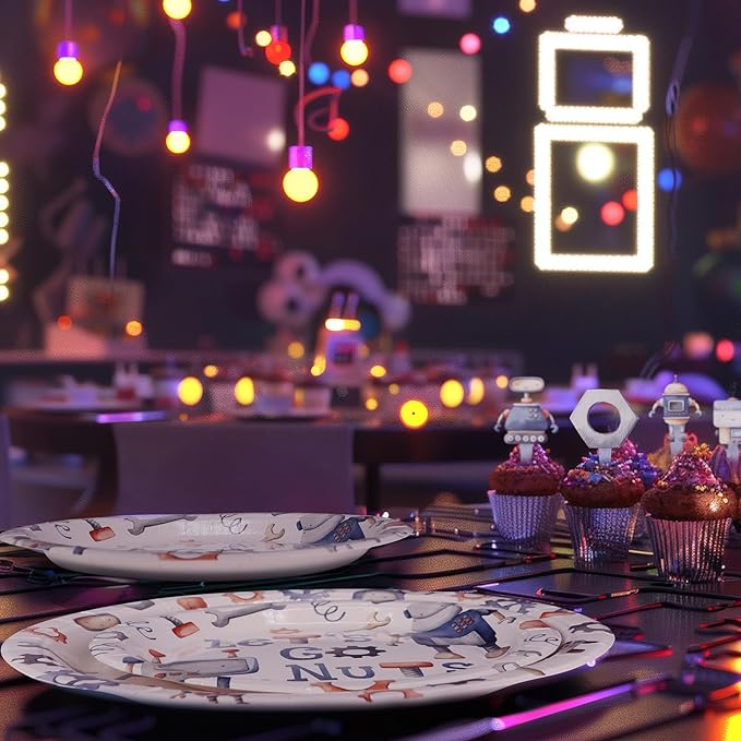 Robot Party Decorations - Robot Party Plates and Napkins for Kids Birthday Party, Serves 40 Guests