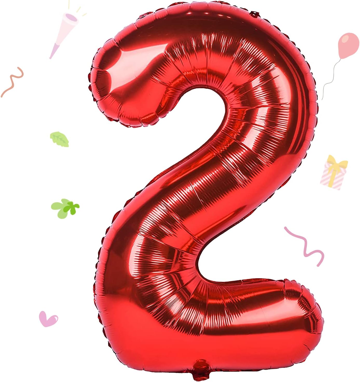 Smlpuame 40 inch Number Balloon 0-9 Red Large Number 2 Balloons,Digital Balloons for Birthday Party Celebration Decorations Supplies, Helium Foil Number Balloons for Wedding Anniversary