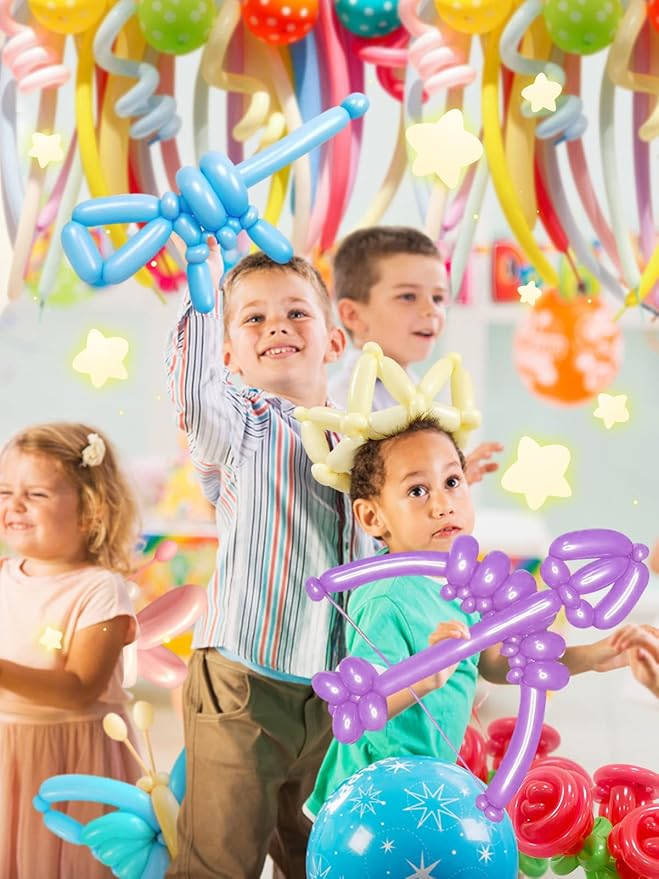 100 Pcs 260Q Balloons Kit with Pump - Kids Premium Latex Twisting Long Balloons to Make Animals Flowers, Pastel Color Party Balloons for Boys Girls Christmas Birthday Gifts Clowns Wedding Decoration