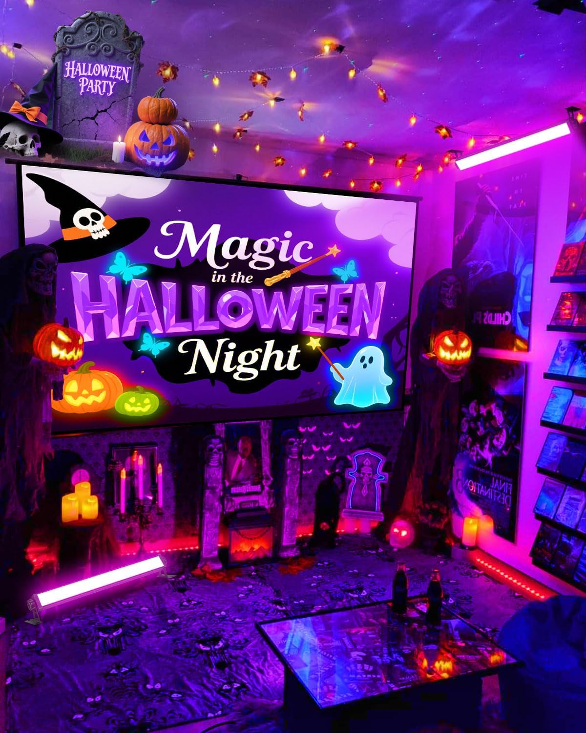 16 Pack 40W LED Black Light Bar, Black Lights Light Up 8000ft² with Switch+Plug+6ft Cord, for Glow Party Supply, Halloween, Bedroom, Body Paint, Fluorescent Party