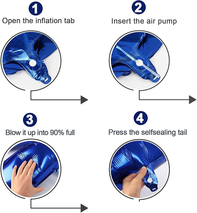 Night Blue 4 Balloon, Number Balloons 40 Inch, 4th Birthday Decorations for Girls Four Large Numbers for Party Decor, Number 4 Balloon
