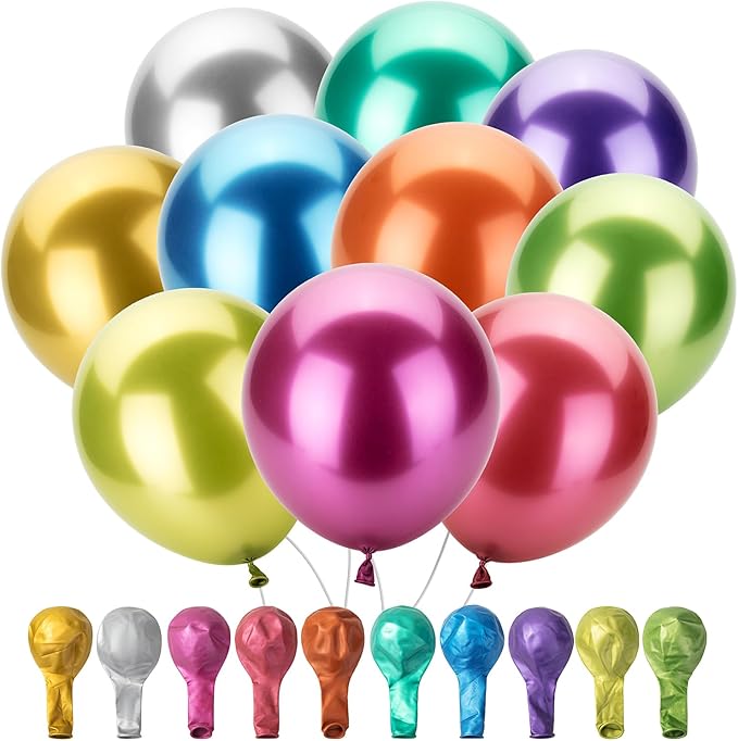 Mr. Pen- Metallic Balloons, 12 Inch, 100 Pack, Colorful Balloons Metallic for Birthday Party