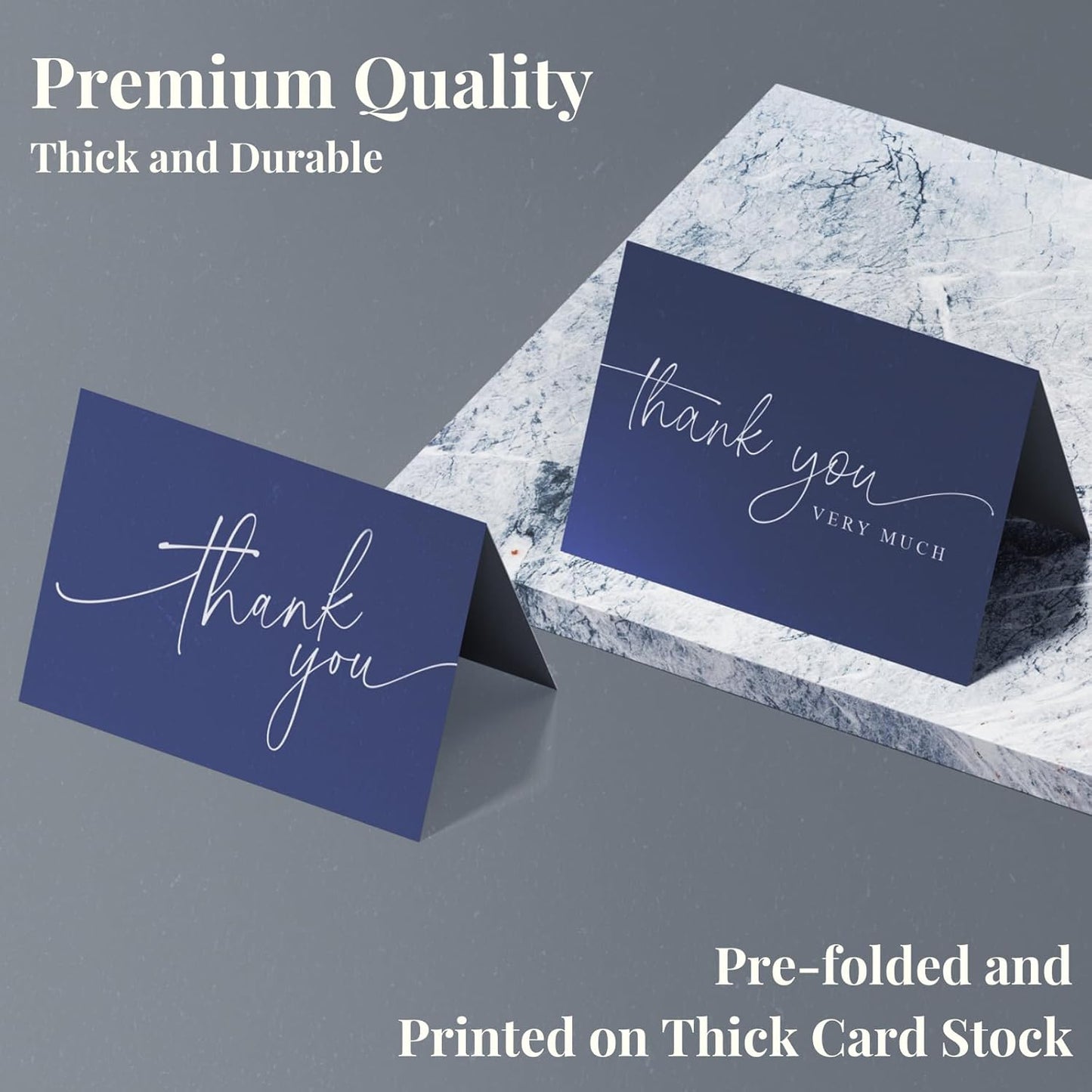 Thank You Cards | Bulk Greeting Cards | 100 Pack (Navy Blue)