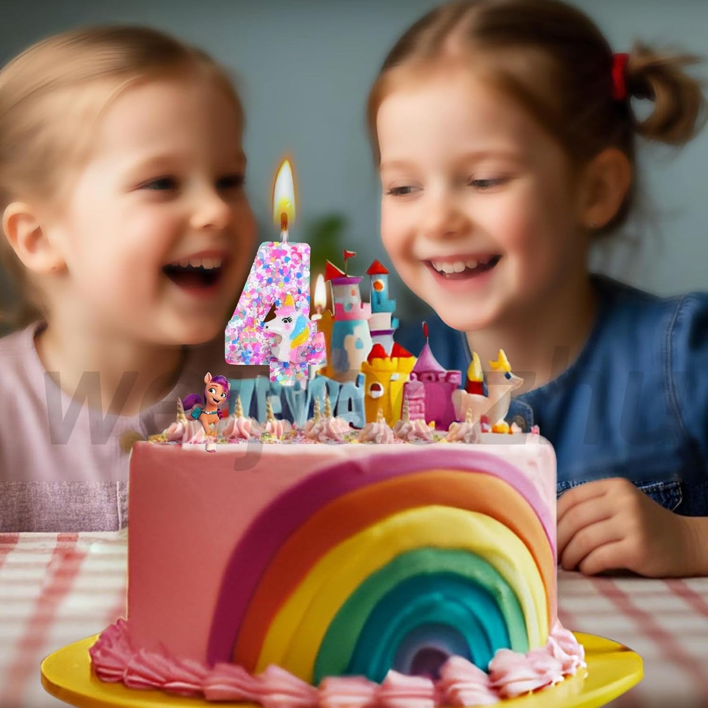 Unicorn Number Birthday Candles Decoration, Unicorn Themed Birthday Party Supplies, Glitter Sequin Birthday Cake Topper for Boy Girl Kids (Number 3)